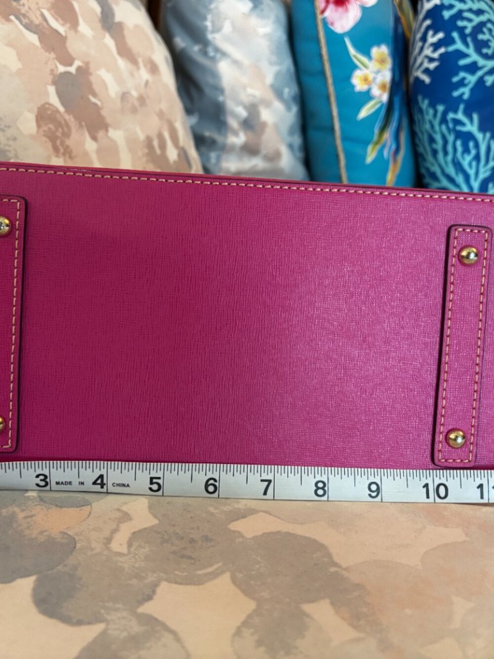 Dooney & Bourke Fuchsia Saffiano Leather Carter Satchel Domed Bag - Picture 7 of 10